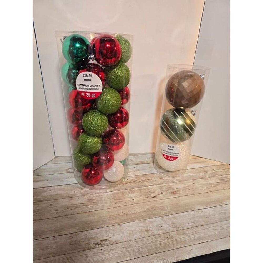 Christmas bulb ornaments new red white green gold silver